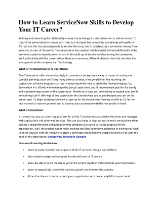 How to Learn ServiceNow Skills to Develop Your IT Career