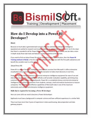 How do I Develop into a Power BI Developer