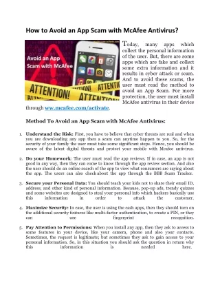 how to avoid an app scam with mcafee antivirus