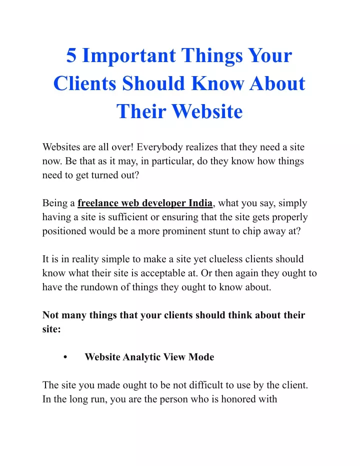 5 important things your clients should know about