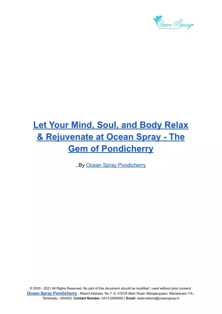 let your mind soul and body relax rejuvenate