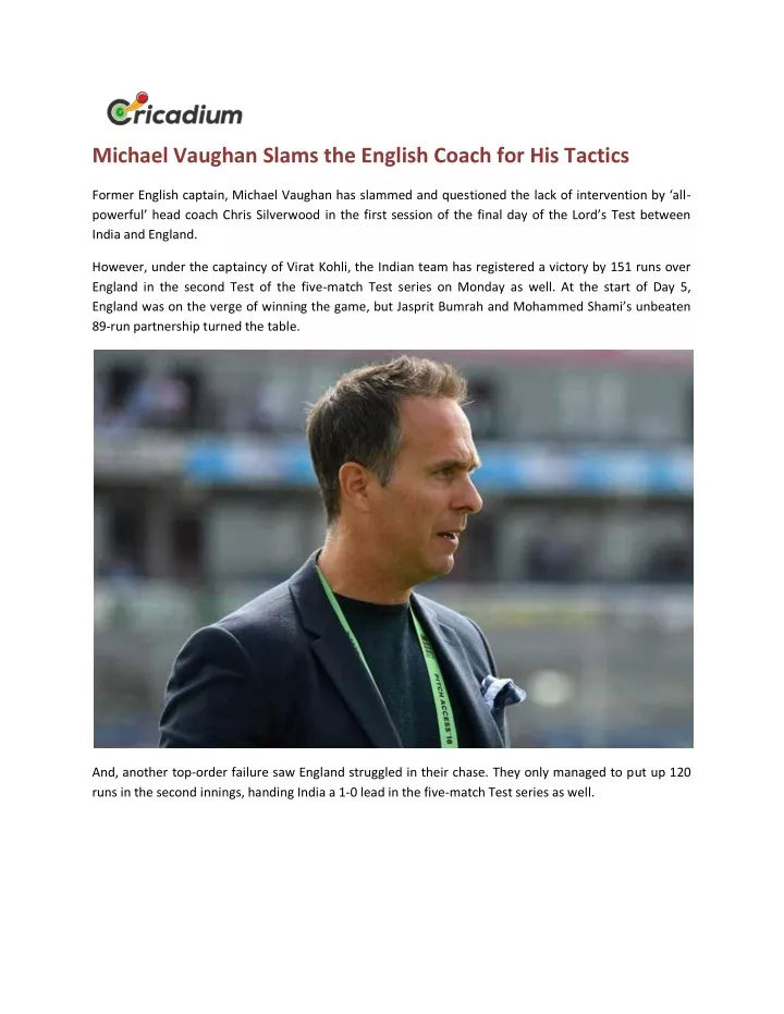 michael vaughan slams the english coach