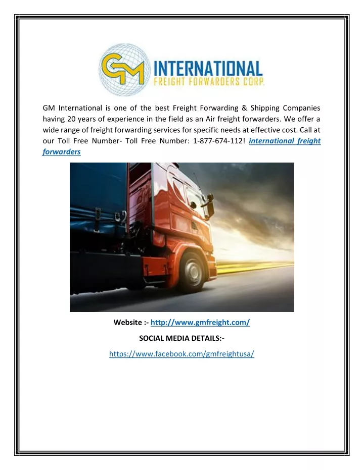 gm international is one of the best freight