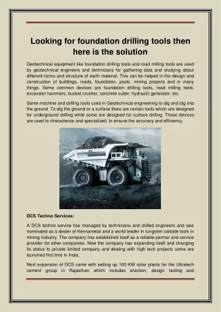 Looking for foundation drilling tools then here is the solution