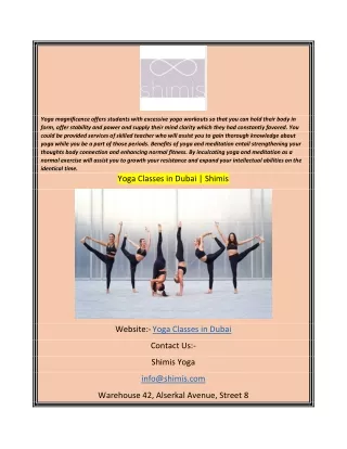 Yoga Classes in Dubai  Shimis