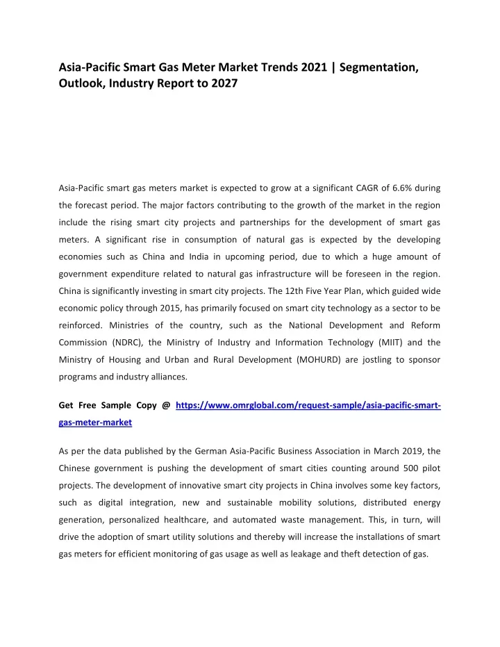 asia pacific smart gas meter market trends 2021