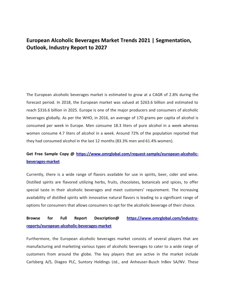 european alcoholic beverages market trends 2021