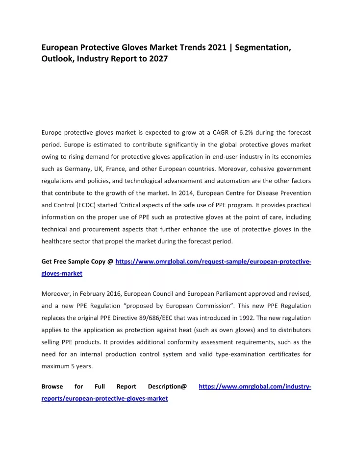 european protective gloves market trends 2021