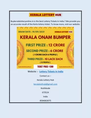 Lottery Tickets In India | buykeralalotteryonline.in