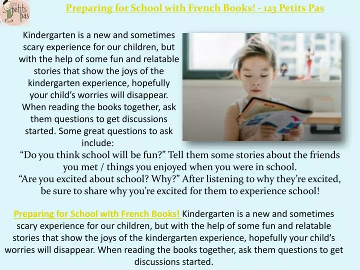 preparing for school with french books 123 petits