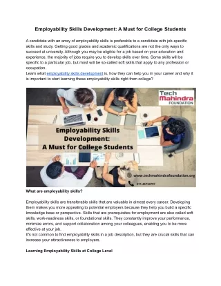 employability skills development a must