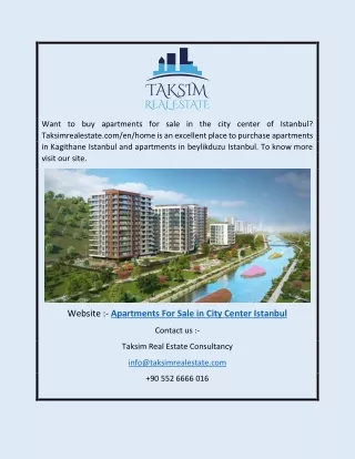 Apartments for Sale in City Center Istanbul | Taksimrealestate.com/en/home