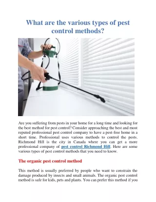 What are the various types of pest control methods