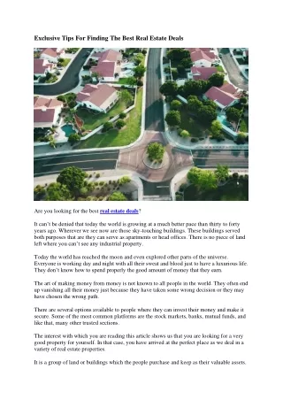 Blog - Exclusive Tips For Finding The Best Real Estate-converted