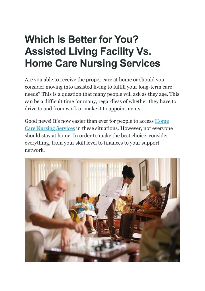 which is better for you assisted living facility