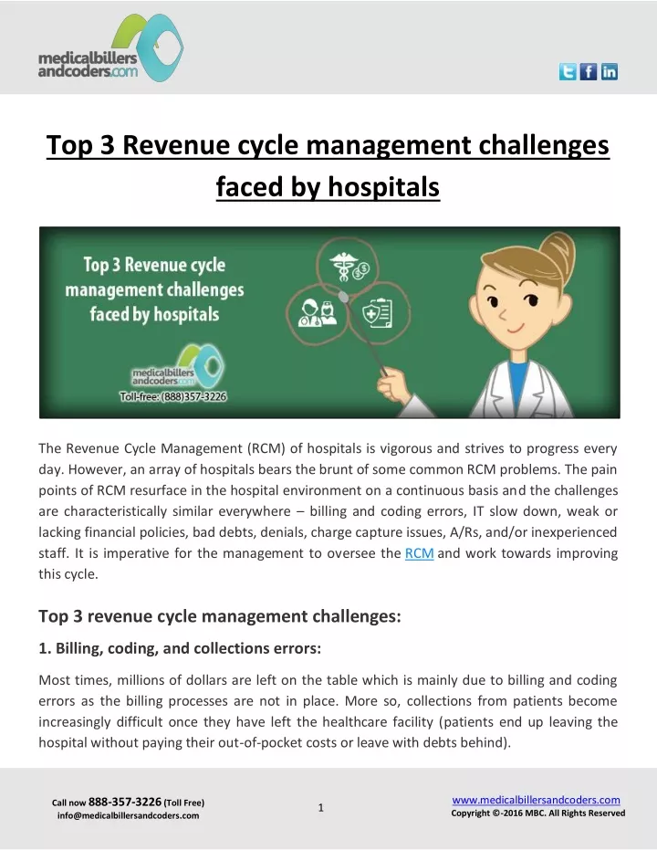 top 3 revenue cycle management challenges faced