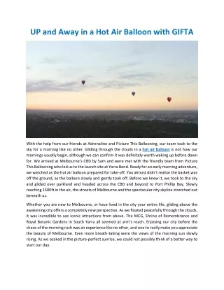 Up and away in a hot air balloon with GIFTA