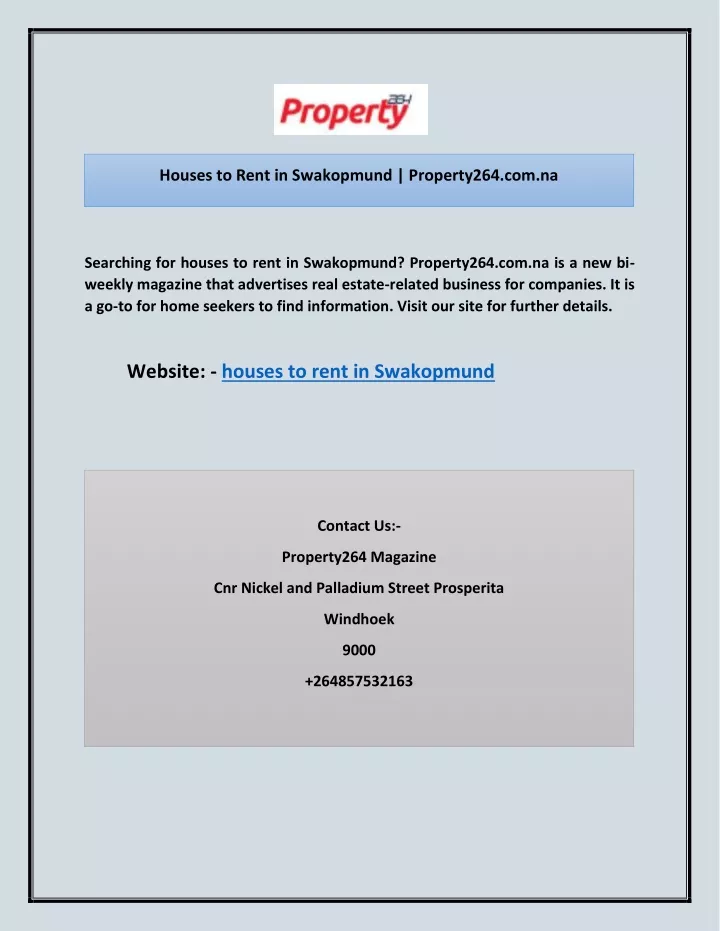 houses to rent in swakopmund property264 com na