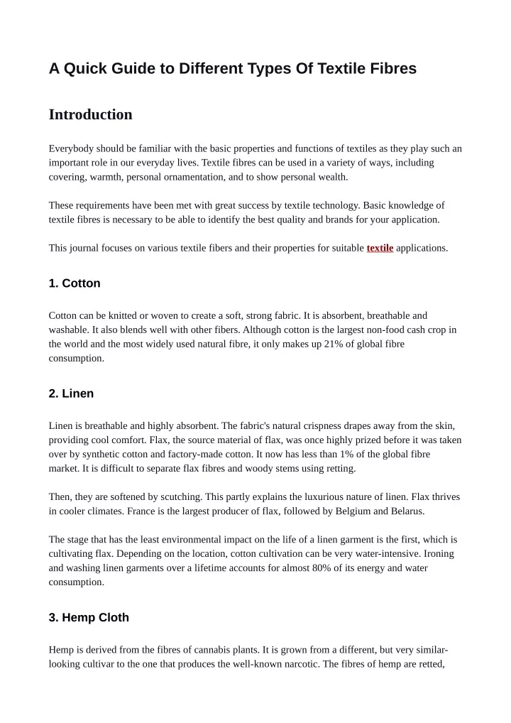 a quick guide to different types of textile fibres