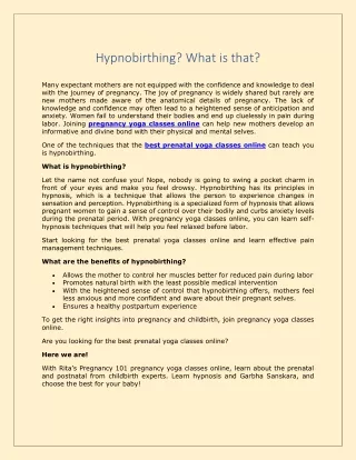 hypnobirthing what is that