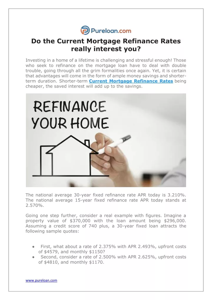 do the current mortgage refinance rates really