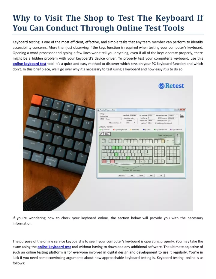 why to visit the shop to test the keyboard
