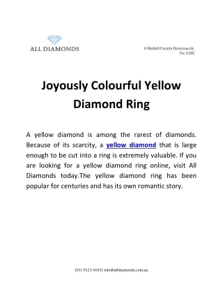 Joyously Colourful Yellow Diamond Ring