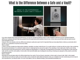 what is the difference between a safe and a vault