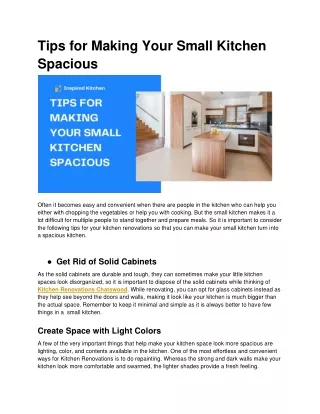 Tips for Making Your Small Kitchen Spacious