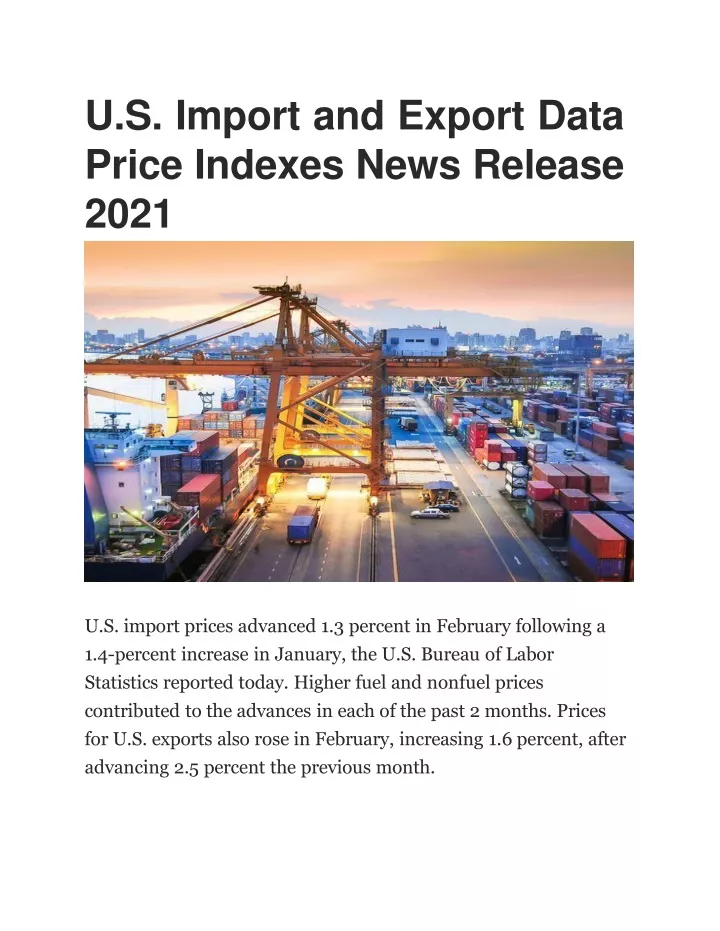 u s import and export data price indexes news release 2021