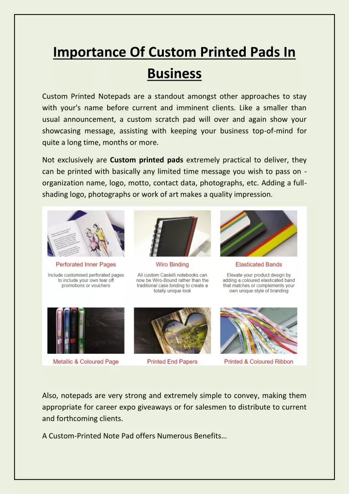 importance of custom printed pads in business