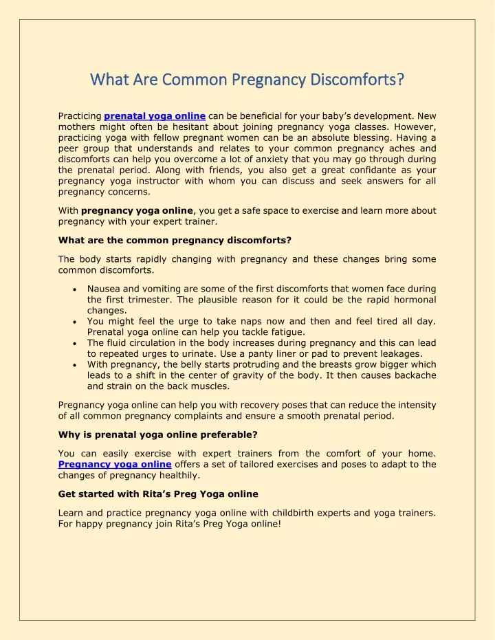 what are common pregnancy discomforts what