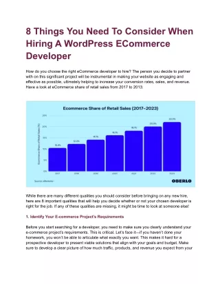 8 Things You Need To Consider When Hiring A WordPress ECommerce Developer