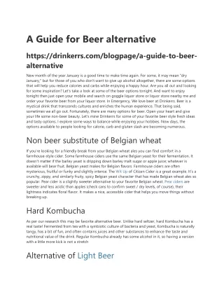 A Guide for Beer alternative