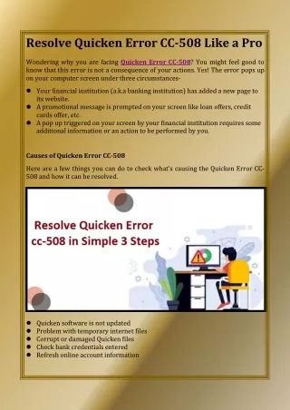 resolve quicken error cc 508 like a pro