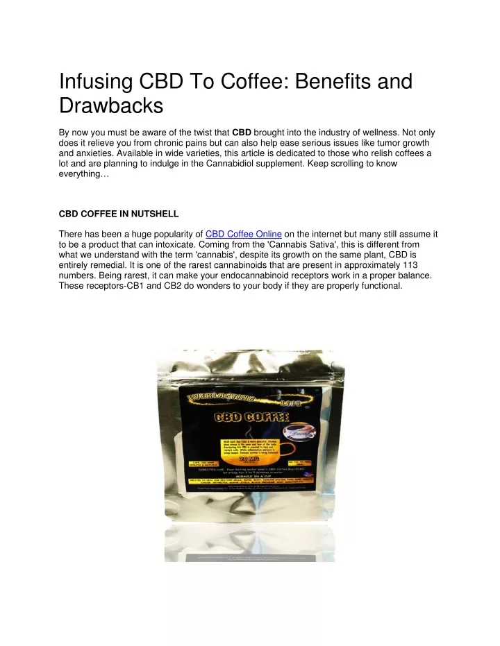 infusing cbd to coffee benefits and drawbacks