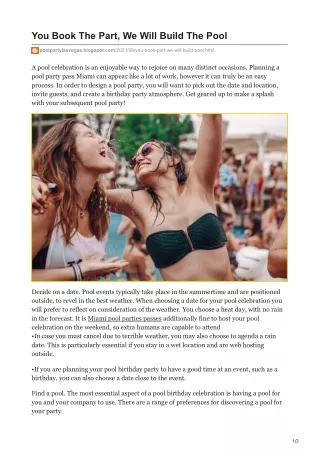 You Book The Part We Will Build The Pool