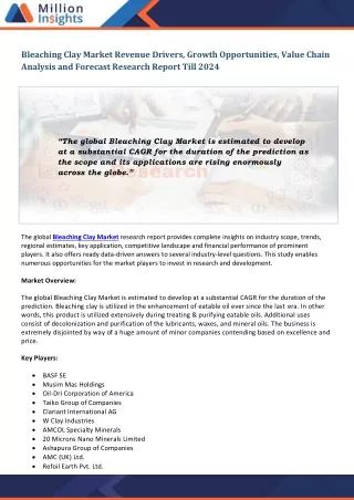 bleaching clay market revenue drivers growth