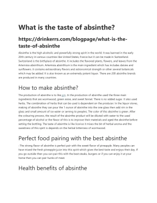 What is the taste of absinthe
