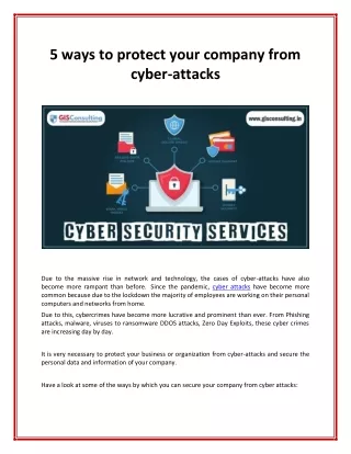 5 ways to protect your company from cyber attacks