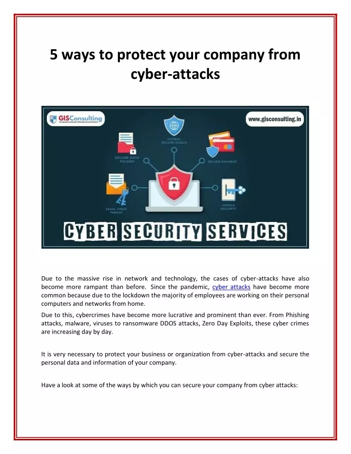 5 ways to protect your company from cyber attacks