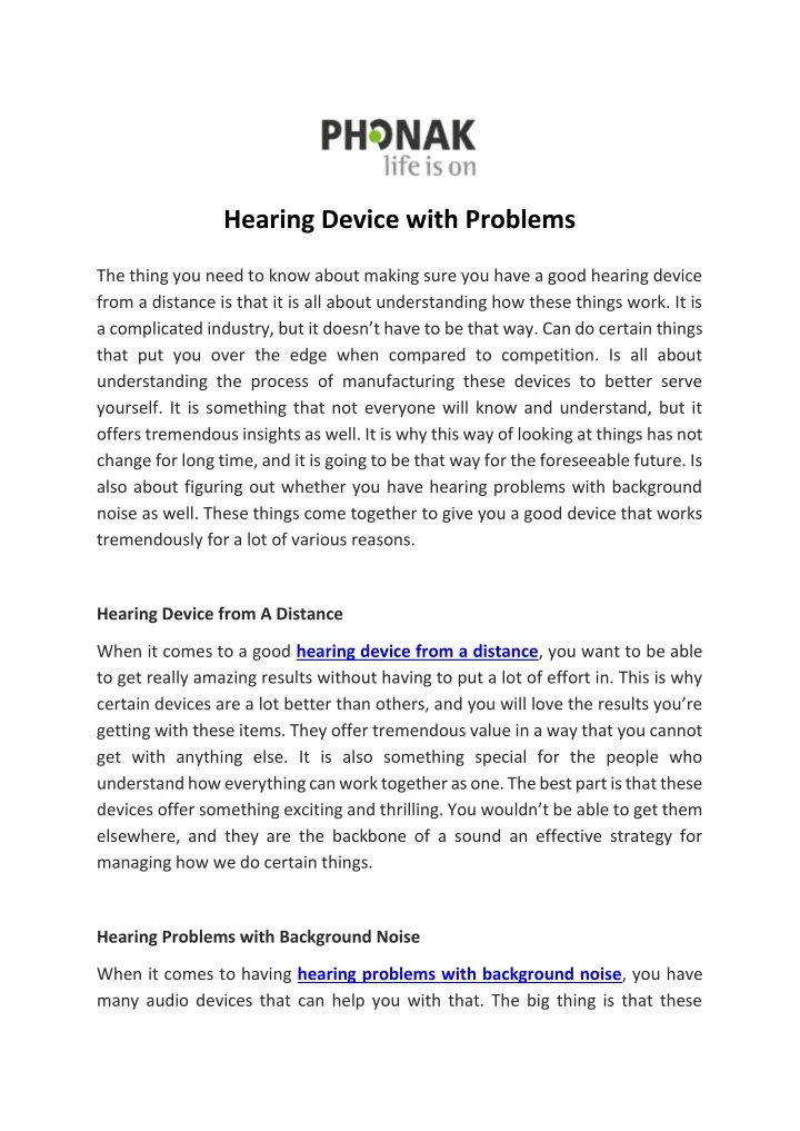 hearing device with problems
