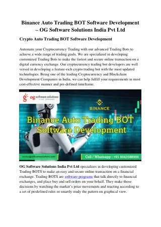 binance auto trading bot software development