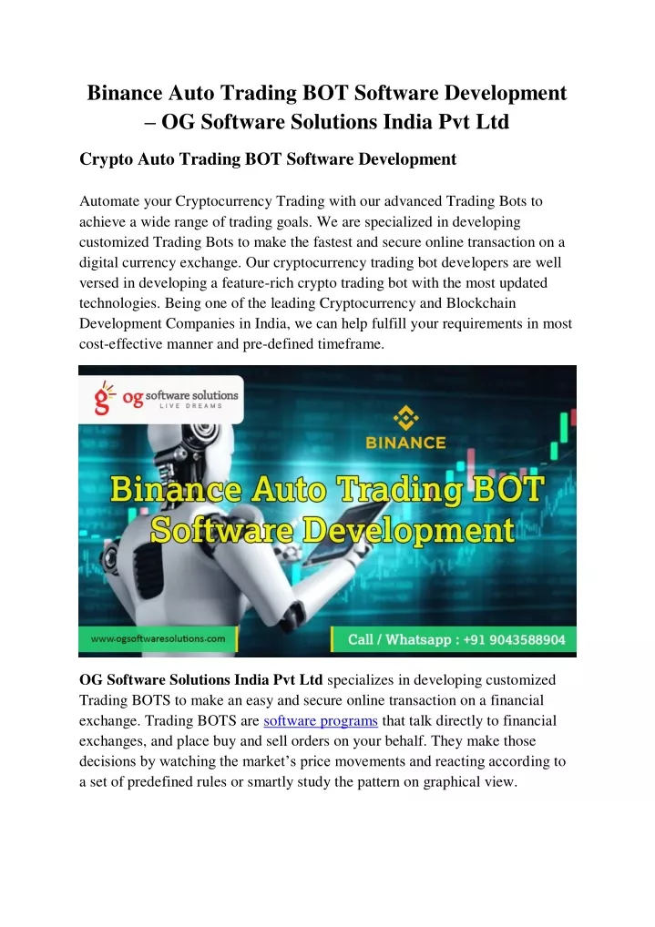 binance auto trading bot software development