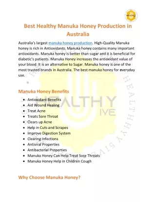 manuka honey production