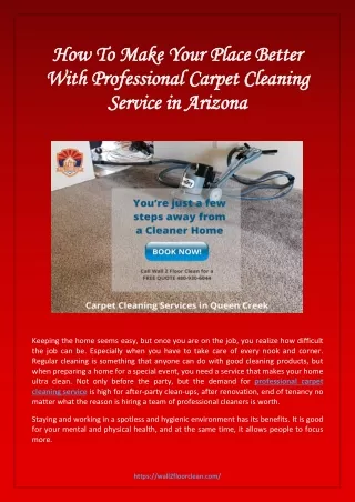 How To Make Your Place Better With Professional Carpet Cleaning Service in Arizona