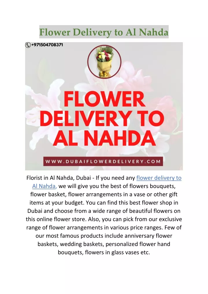 flower delivery to al nahda