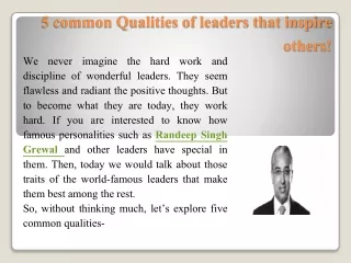 5 common Qualities of leaders that inspire others!