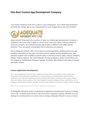 hire best custom app development company