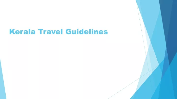 kerala travel guidelines